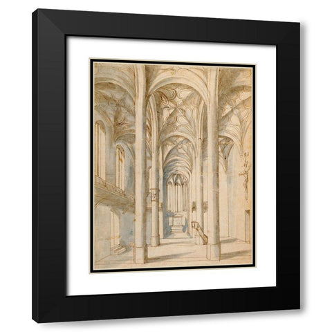 Interior of a Gothic Church, 1629 Black Modern Wood Framed Art Print with Double Matting by Juvenal, Paul the Elder