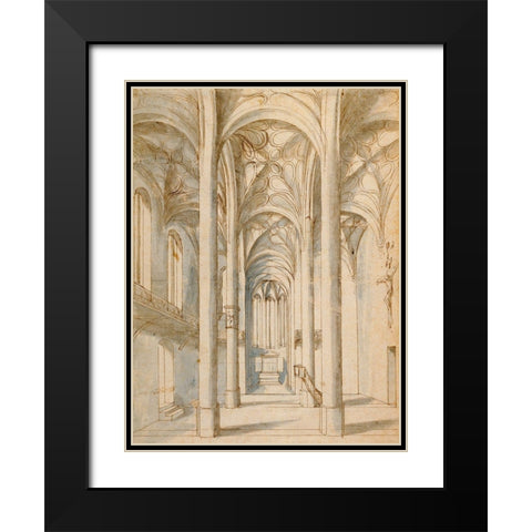 Interior of a Gothic Church, 1629 Black Modern Wood Framed Art Print with Double Matting by Juvenal, Paul the Elder