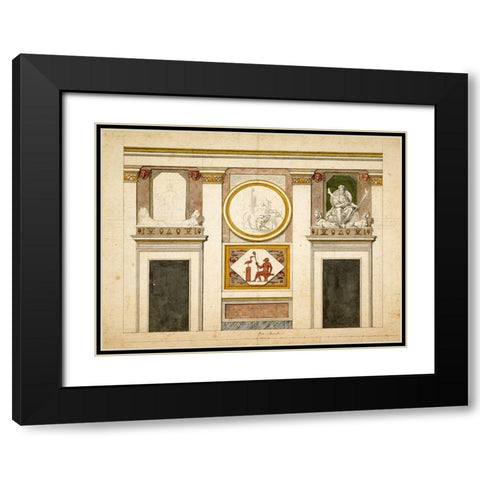 Unexecuted elevation for the Stanza Egizia at the Villa Borghese, ca. 1770-1793 Black Modern Wood Framed Art Print with Double Matting by Conca, Tommaso