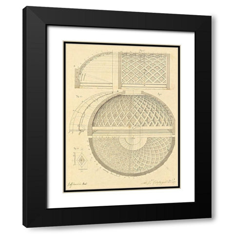 Plate 43 for Elements of Civil Architecture, ca. 1818-1850 Black Modern Wood Framed Art Print with Double Matting by Vannini, Giuseppe