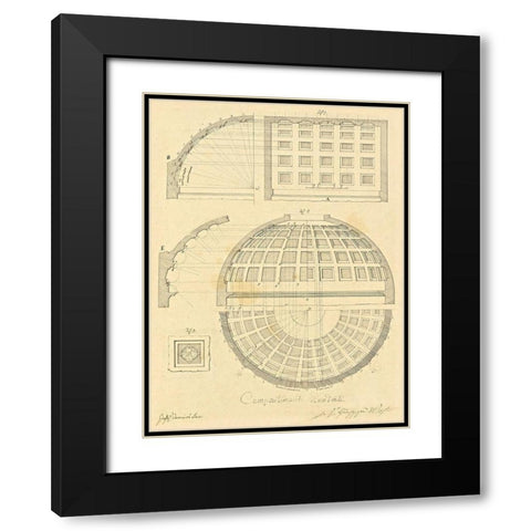 Plate 42 for Elements of Civil Architecture, ca. 1818-1850 Black Modern Wood Framed Art Print with Double Matting by Vannini, Giuseppe