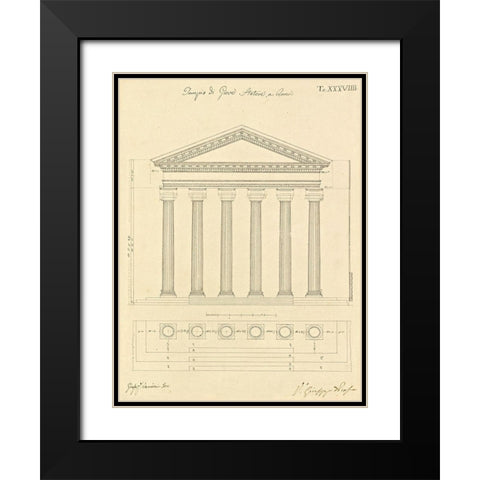 Plate 38 for Elements of Civil Architecture, ca. 1818-1850 Black Modern Wood Framed Art Print with Double Matting by Vannini, Giuseppe