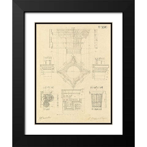 Plate 30 for Elements of Civil Architecture, ca. 1818-1850 Black Modern Wood Framed Art Print with Double Matting by Vannini, Giuseppe