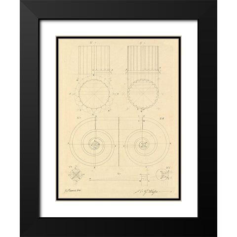 Plate 6 for Elements of Civil Architecture, ca. 1818-1850 Black Modern Wood Framed Art Print with Double Matting by Vannini, Giuseppe