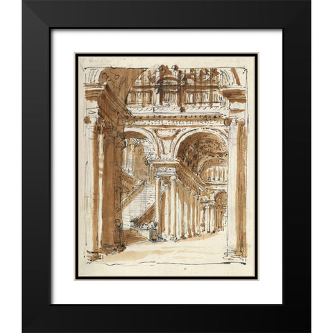 Grand entrance hall, Italy, 1786 Black Modern Wood Framed Art Print with Double Matting by Peyre, Marie-Joseph