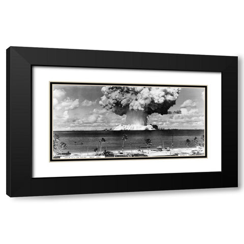 Bikini Atoll - Operation Crossroads Baker Detonation - July 25, 1946: DBCR-T1-318-Exp #6 AF434-4 Black Modern Wood Framed Art Print with Double Matting by U.S. Navy