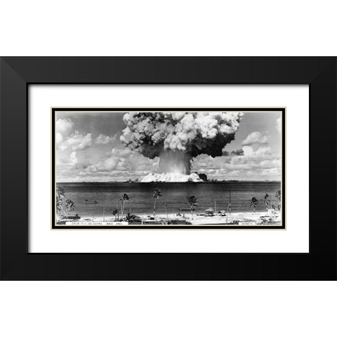 Bikini Atoll - Operation Crossroads Baker Detonation - July 25, 1946: DBCR-T1-318-Exp #6 AF434-4 Black Modern Wood Framed Art Print with Double Matting by U.S. Navy
