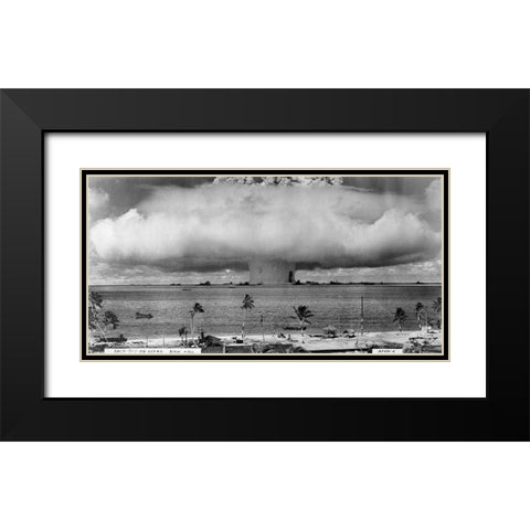 Bikini Atoll - Operation Crossroads Baker Detonation - July 25, 1946: DBCR-T1-318-Exp #2 AF434-6 Black Modern Wood Framed Art Print with Double Matting by U.S. Navy