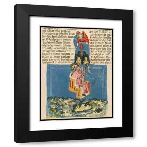 Alexander the Great in the Air (detail) Black Modern Wood Framed Art Print with Double Matting by German 15th Century