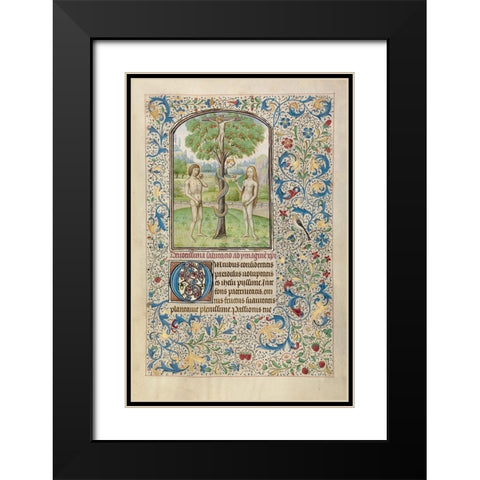 Adam and Eve Eating the Forbidden Fruit Black Modern Wood Framed Art Print with Double Matting by Vrelant, Wilem