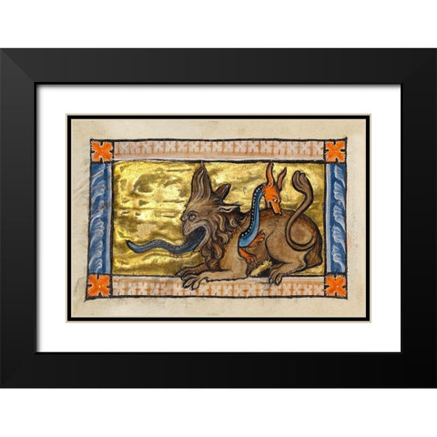 A Crocodile and a Hydrus (detail) Black Modern Wood Framed Art Print with Double Matting by Franco-Flemish 13th Century