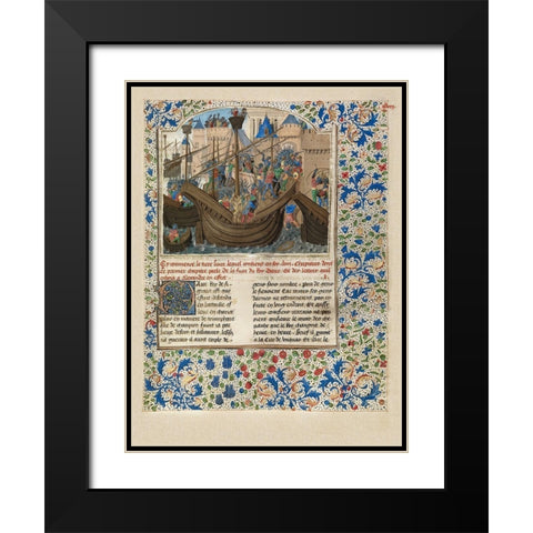 Alexander Attacks the City of Tyre Black Modern Wood Framed Art Print with Double Matting by Master of the Jarden de Vertueuse Consolation