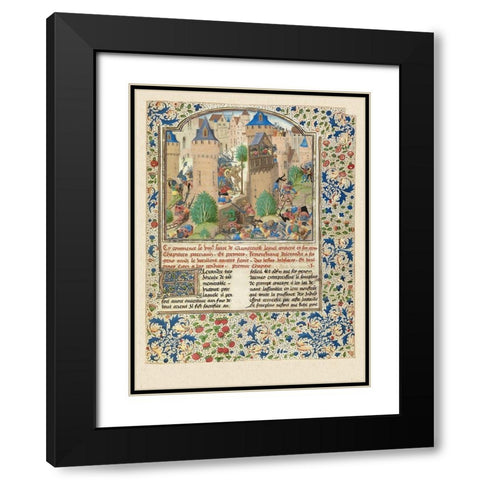 Alexander Fights in the Town of the Sudracae Black Modern Wood Framed Art Print with Double Matting by Master of the Jarden de Vertueuse Consolation