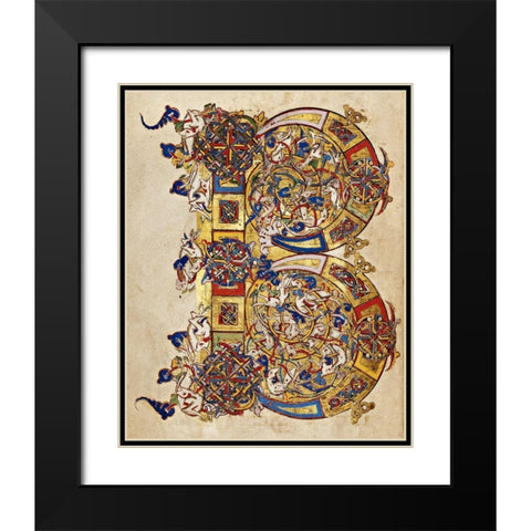 Inhabited Initial B Black Modern Wood Framed Art Print with Double Matting by Italian 12th Century