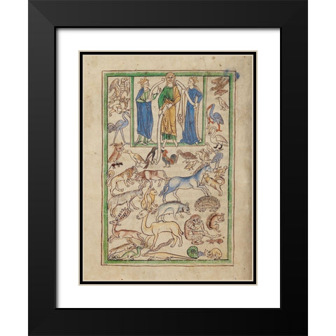 Adam Naming the Animals Black Modern Wood Framed Art Print with Double Matting by English 13th Century