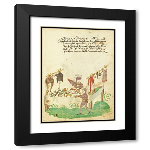Civic festival of the Nuremberg Schembartlauf - Clothing Table Black Modern Wood Framed Art Print with Double Matting by German 16th Century