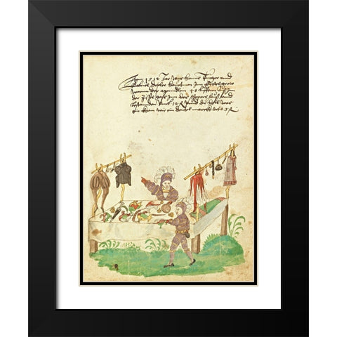 Civic festival of the Nuremberg Schembartlauf - Clothing Table Black Modern Wood Framed Art Print with Double Matting by German 16th Century