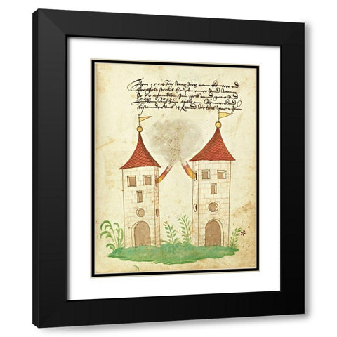 Civic festival of the Nuremberg Schembartlauf - Towers Black Modern Wood Framed Art Print with Double Matting by German 16th Century