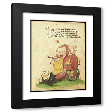 Civic festival of the Nuremberg Schembartlauf - Giant Black Modern Wood Framed Art Print with Double Matting by German 16th Century