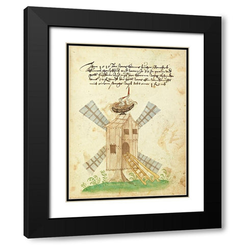 Civic festival of the Nuremberg Schembartlauf - Windmill Black Modern Wood Framed Art Print with Double Matting by German 16th Century