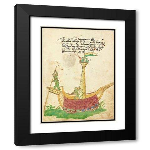 Civic festival of the Nuremberg Schembartlauf - Ship Float Black Modern Wood Framed Art Print with Double Matting by German 16th Century