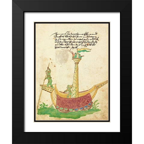 Civic festival of the Nuremberg Schembartlauf - Ship Float Black Modern Wood Framed Art Print with Double Matting by German 16th Century