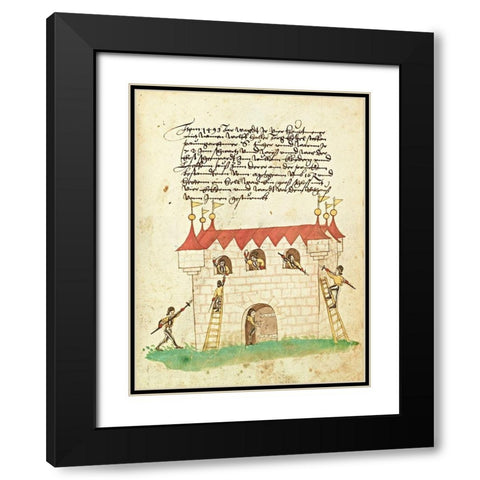 Civic festival of the Nuremberg Schembartlauf - Castle Black Modern Wood Framed Art Print with Double Matting by German 16th Century