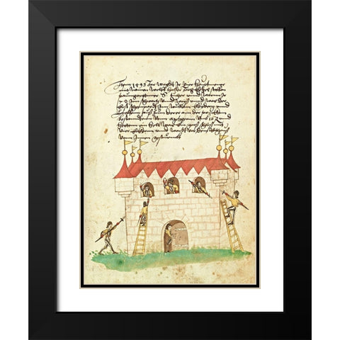 Civic festival of the Nuremberg Schembartlauf - Castle Black Modern Wood Framed Art Print with Double Matting by German 16th Century