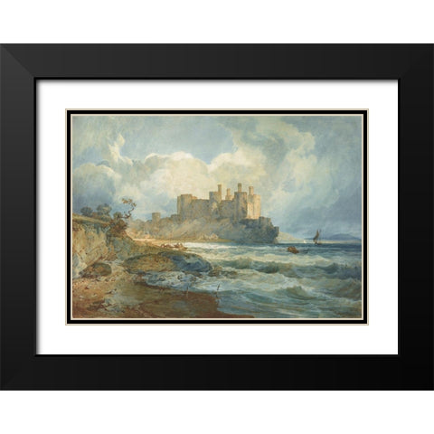 Conway Castle, North Wales Black Modern Wood Framed Art Print with Double Matting by Turner, Joseph Mallord William