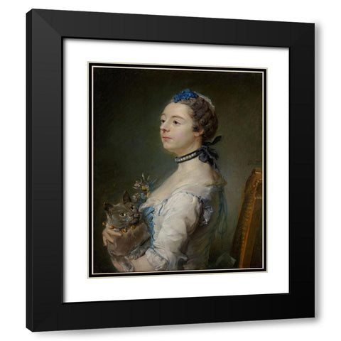 Magdaleine Pinceloup de la Grange, nee de Parseval Black Modern Wood Framed Art Print with Double Matting by Perronneau, Jean-Baptiste