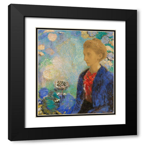 Baronne de Domecy Black Modern Wood Framed Art Print with Double Matting by Redon, Odilon