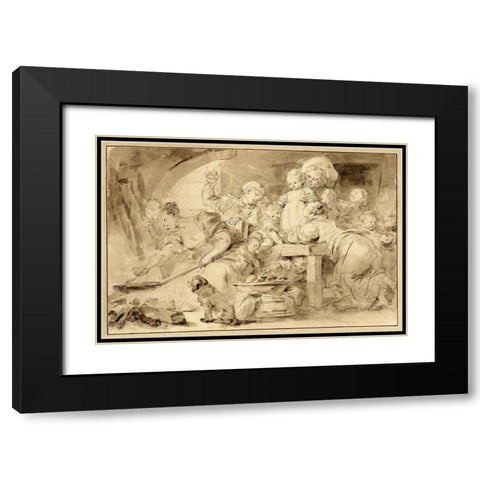 Making Fritters (Les Beignets) Black Modern Wood Framed Art Print with Double Matting by Fragonard, Jean-Honore