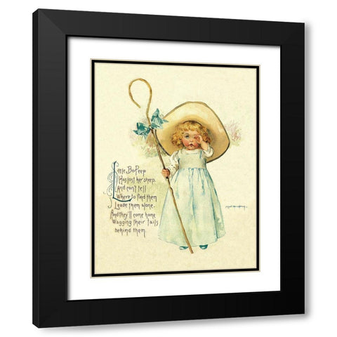 Nursery Rhymes: Little Bo Peep Black Modern Wood Framed Art Print with Double Matting by Humphrey, Maud