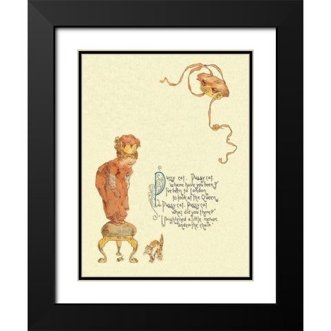 Nursery Rhymes: Pussy Cat, Pussy Cat Black Modern Wood Framed Art Print with Double Matting by Humphrey, Maud