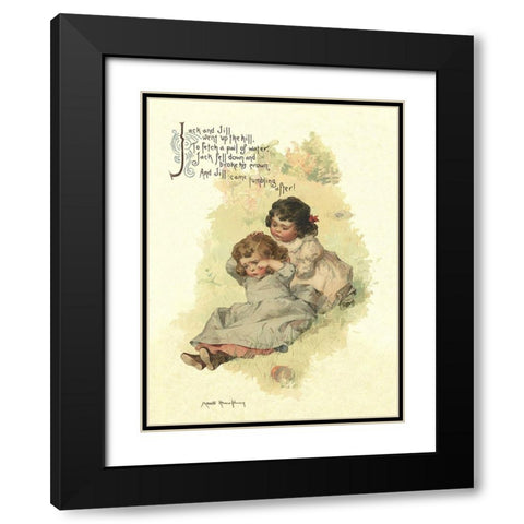 Nursery Rhymes: Jack and Jill Black Modern Wood Framed Art Print with Double Matting by Humphrey, Maud