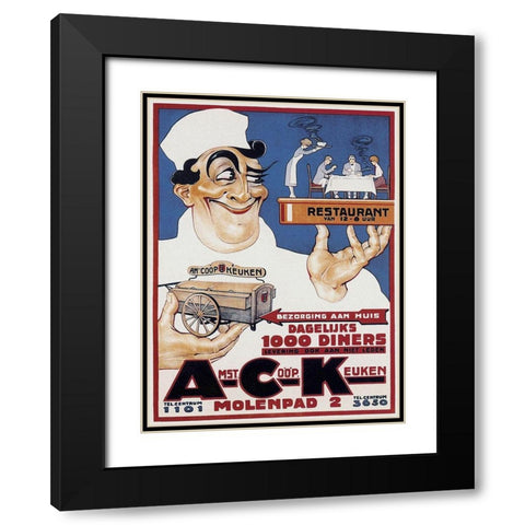 Cooks: Amst Coop Keuken Black Modern Wood Framed Art Print with Double Matting by Bouchet, Camille