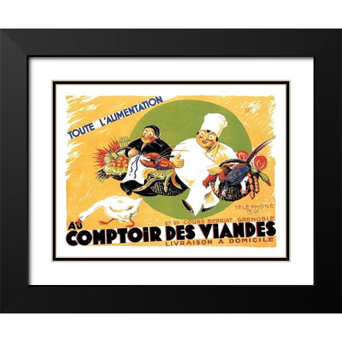 Cooks: Au Comptoir des Viandes Black Modern Wood Framed Art Print with Double Matting by Advertisement