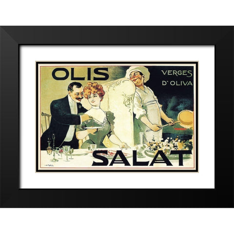 Cooks: Olis Salat - Verges dOliva Black Modern Wood Framed Art Print with Double Matting by Norlind, E.