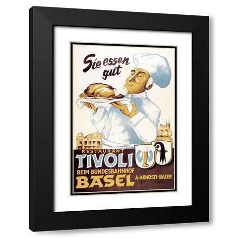 Cooks: Restaurant Tivoli Basel Black Modern Wood Framed Art Print with Double Matting by Advertisement