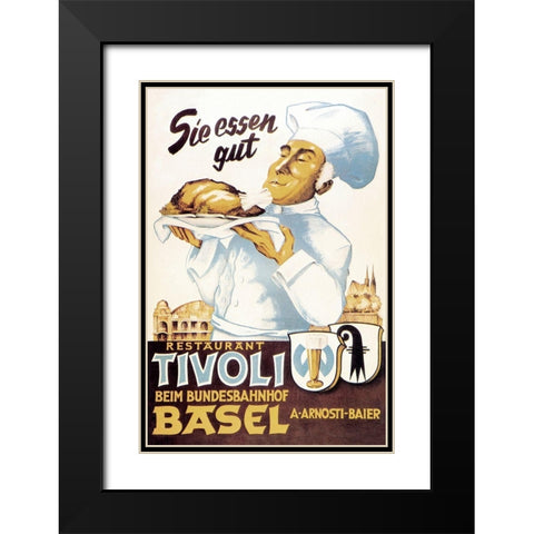 Cooks: Restaurant Tivoli Basel Black Modern Wood Framed Art Print with Double Matting by Advertisement