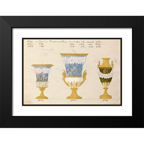 Trois vases en blanc du 1er choix, ca. 1800-1820 Black Modern Wood Framed Art Print with Double Matting by Honore