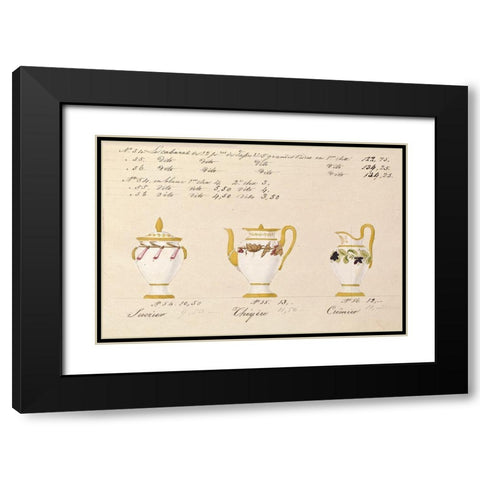 Sucrier, cheyere et cremier, ca. 1800-1820 Black Modern Wood Framed Art Print with Double Matting by Honore