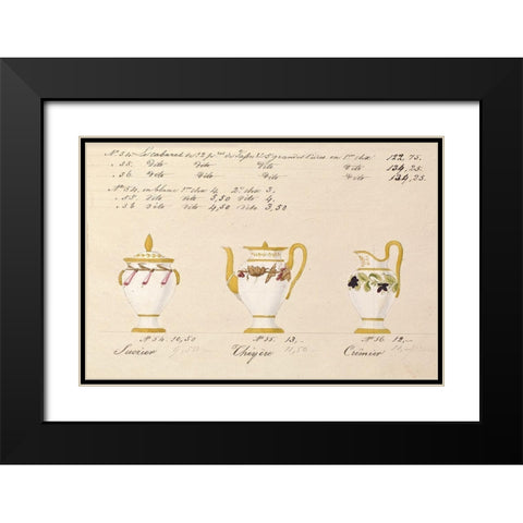 Sucrier, cheyere et cremier, ca. 1800-1820 Black Modern Wood Framed Art Print with Double Matting by Honore