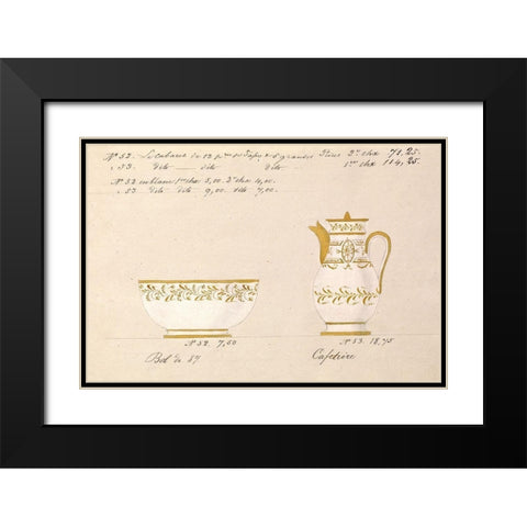 Bol et cafetiere, ca. 1800-1820 Black Modern Wood Framed Art Print with Double Matting by Honore