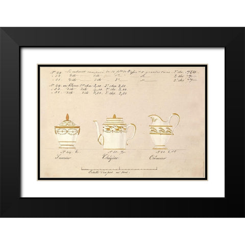 Sucrier, cheyere et cremier, ca. 1800-1820 Black Modern Wood Framed Art Print with Double Matting by Honore