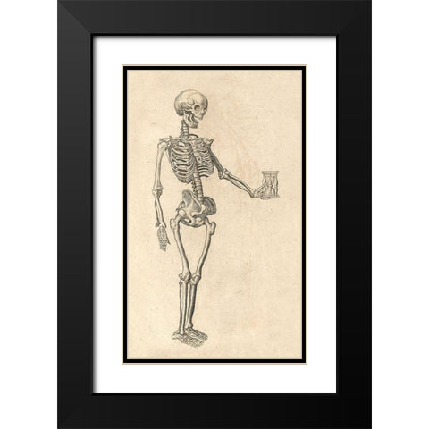 Human Skeleton with Hourglass Black Modern Wood Framed Art Print with Double Matting by Bauhin, Caspar