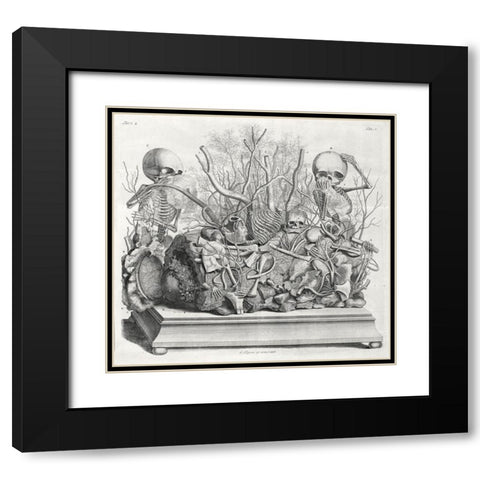 Diorama of fetal skeletons arranged with various internal organs Black Modern Wood Framed Art Print with Double Matting by Huyberts, Cornelis