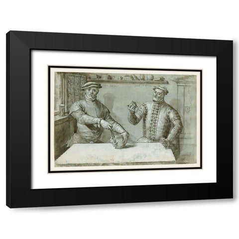 A Double Portrait of Hans Furraht and Jacob von der Burch Black Modern Wood Framed Art Print with Double Matting by Ludget, Tom Ring