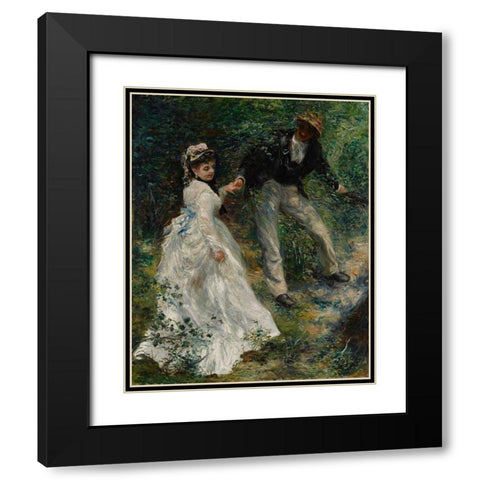 La Promenade Black Modern Wood Framed Art Print with Double Matting by Renoir, Pierre-Auguste