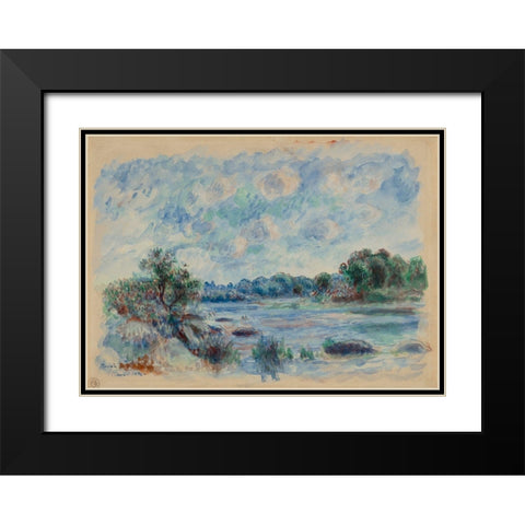 Landscape at Pont-Aven Black Modern Wood Framed Art Print with Double Matting by Renoir, Pierre-Auguste